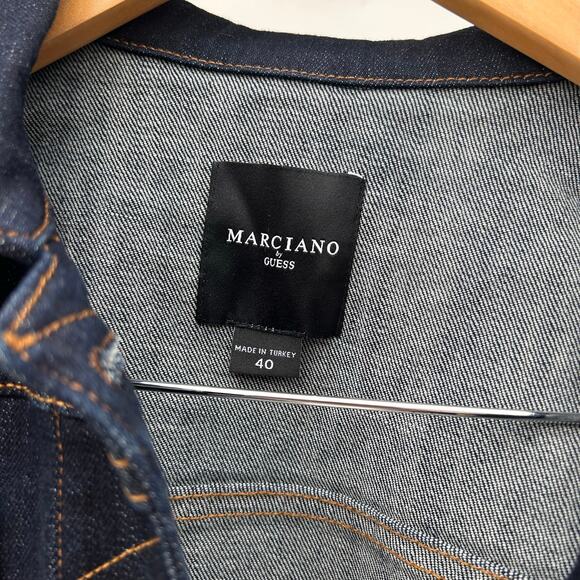 New Marciano By Guess Kylie Denim Jacket Cropped Dark Wash Small 4 Boxy 40 - Picture 7 of 14
